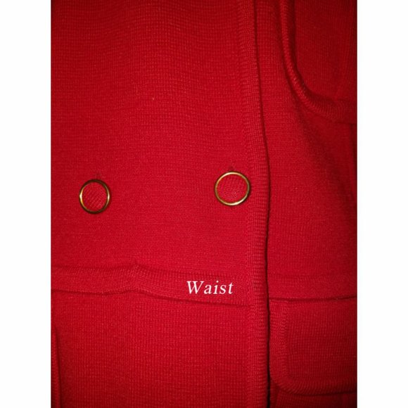 Vtg 70s Wool Double Breast Button Front Sweater Dress 16 - Picture 8 of 11